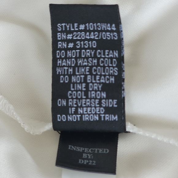 BCX White Sleeveless Sheer Chiffon Ruffle Top Black Trim Women's Size XL Junior - Picture 8 of 11